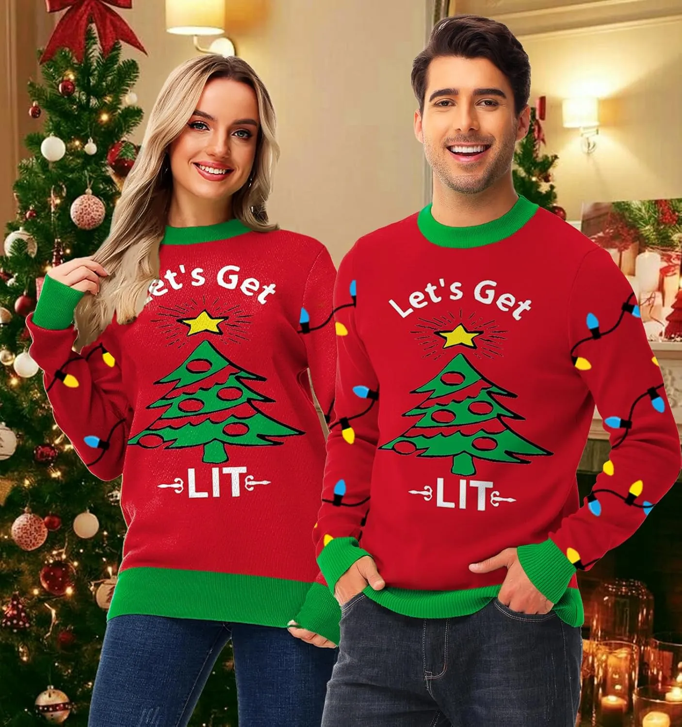 AOBUTE Women Winter Sweater Funny Printed Long Sleeve Holiday Knit Pullover
