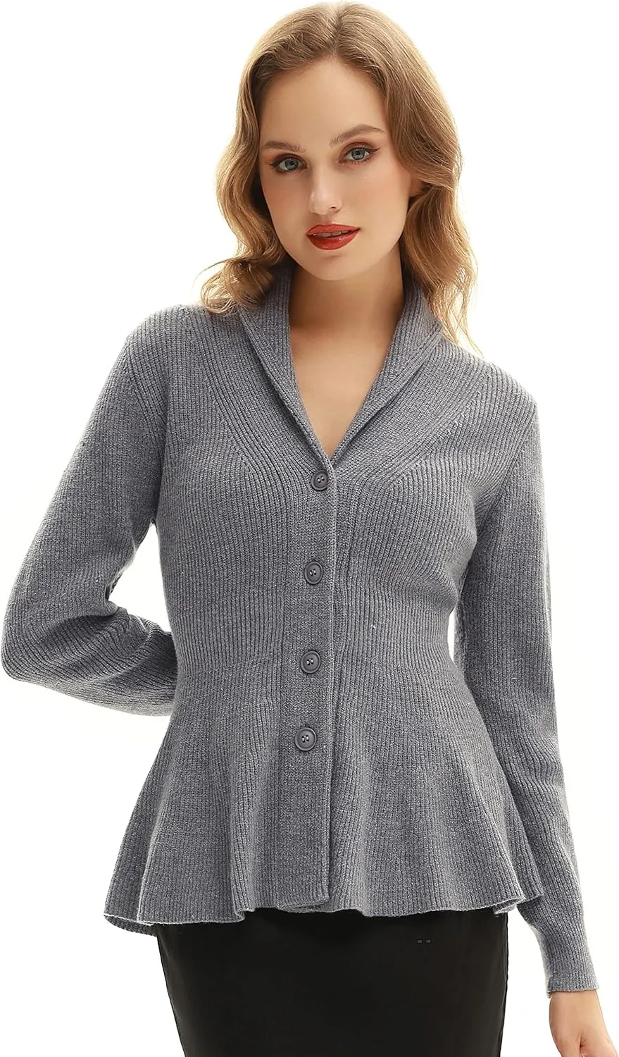 Belle Poque Women Vintage Cardigan Sweater Shawl Lapel Button Down Sweater Outwear Coat