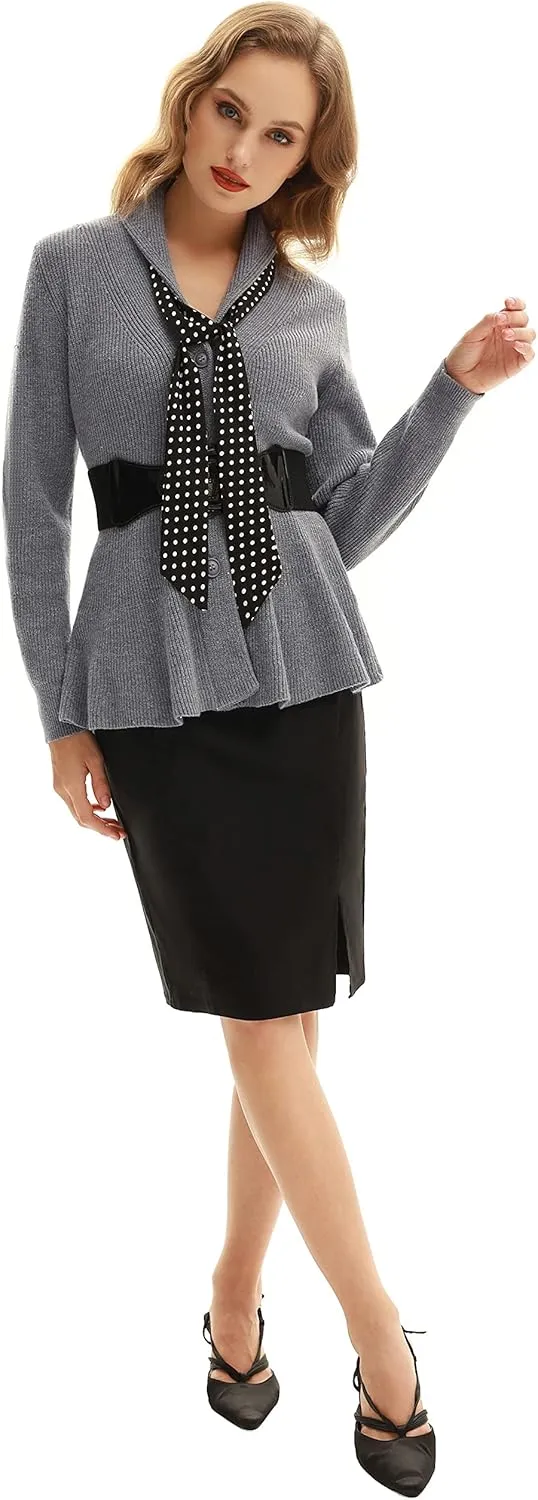 Belle Poque Women Vintage Cardigan Sweater Shawl Lapel Button Down Sweater Outwear Coat