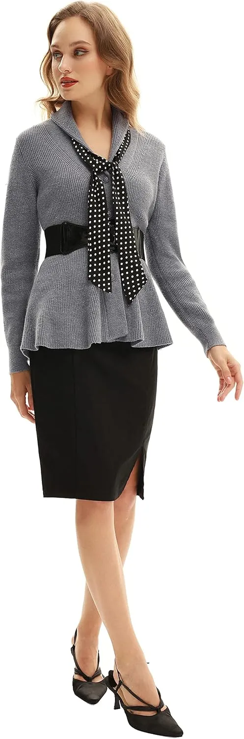 Belle Poque Women Vintage Cardigan Sweater Shawl Lapel Button Down Sweater Outwear Coat