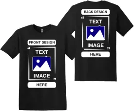 Gildan Custom T-Shirts - Personalized Unisex Crewneck Tee Shirt - Customize Your Image, Text & Photo - Men Women Adult