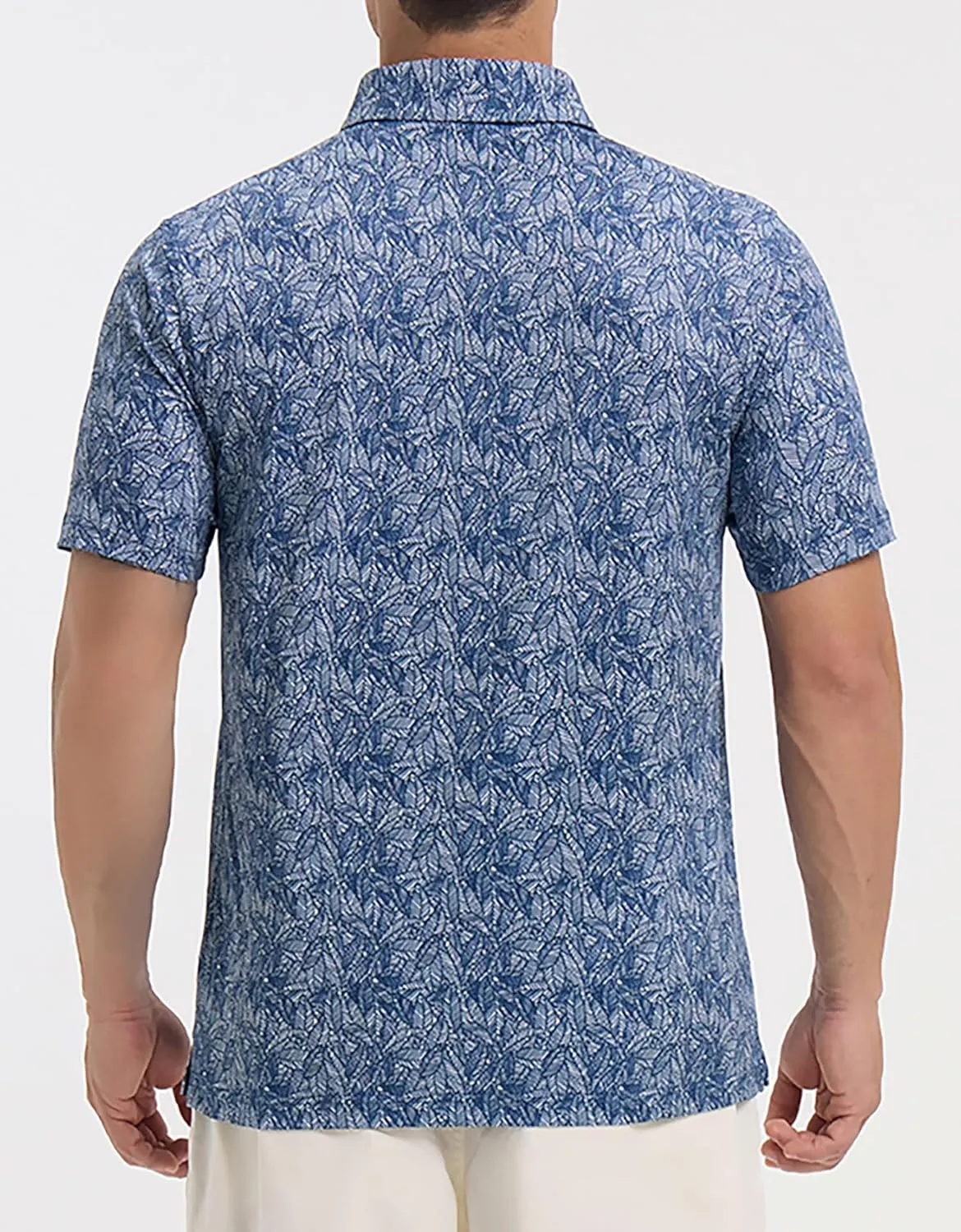 Golf Polo Shirts for Men - Print Moisture Wicking Quick Dry Short Sleeve Collared Polo Shirts for Golf Tennis Wear