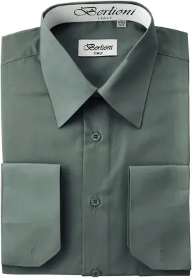 Italy French Convertible Cuff Solid Mens Dress Shirt