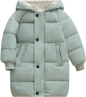 Kids Long Winter Coats Hooded Heavyweight Puffer Coat Warm Padded Jacket for Boys Girls Toddler Parka Snow Outwear