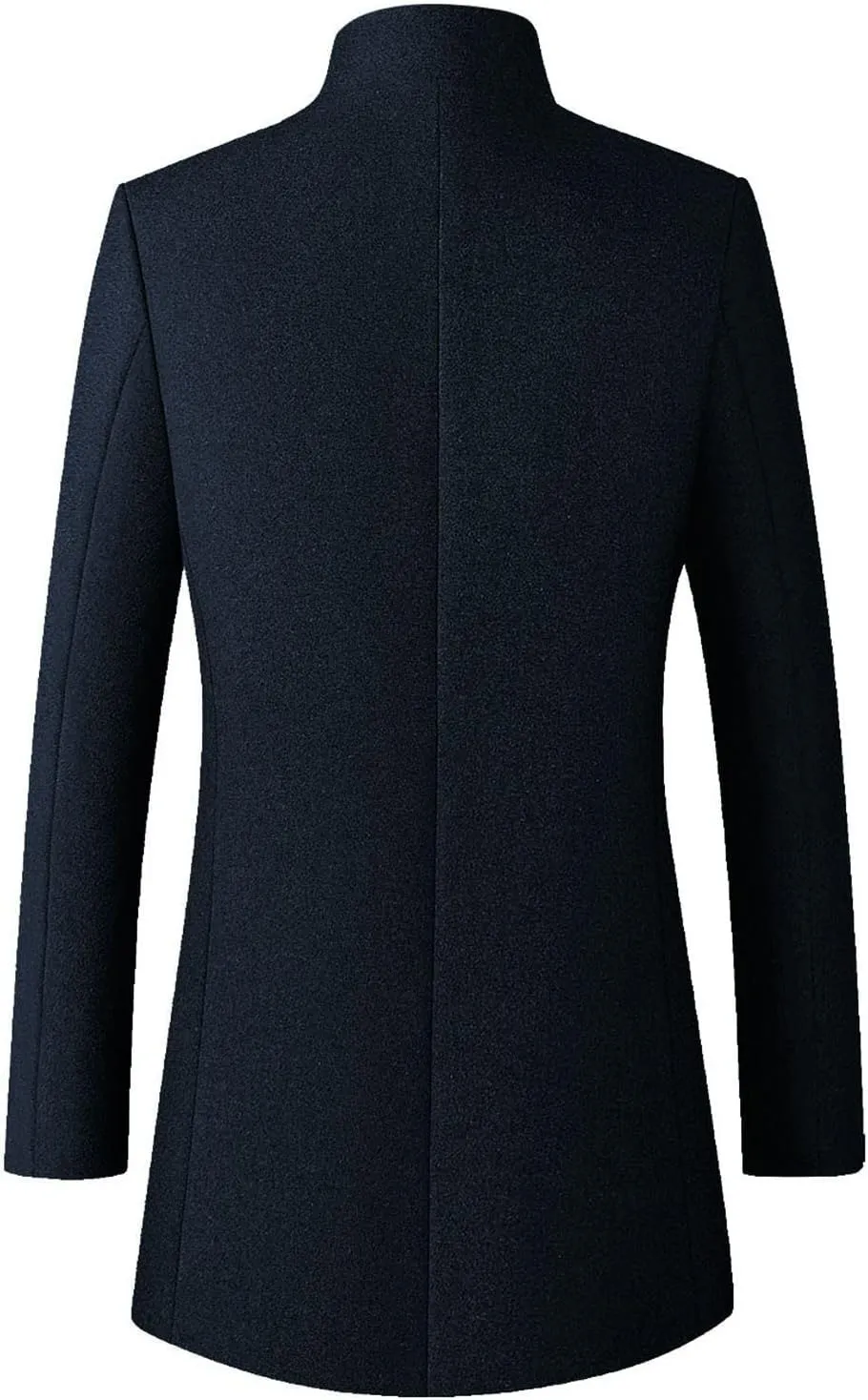 Men's Classic Single Breasted Peacoat Men's Mid-Length Single Breasted Wool Blend Top Coat Long Jacket Overcoat