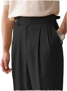 Men's Cotton Gurkha Naples Dress Pants Slim Fit Suit Pant Classic Casual Trousers Italian Style Pants