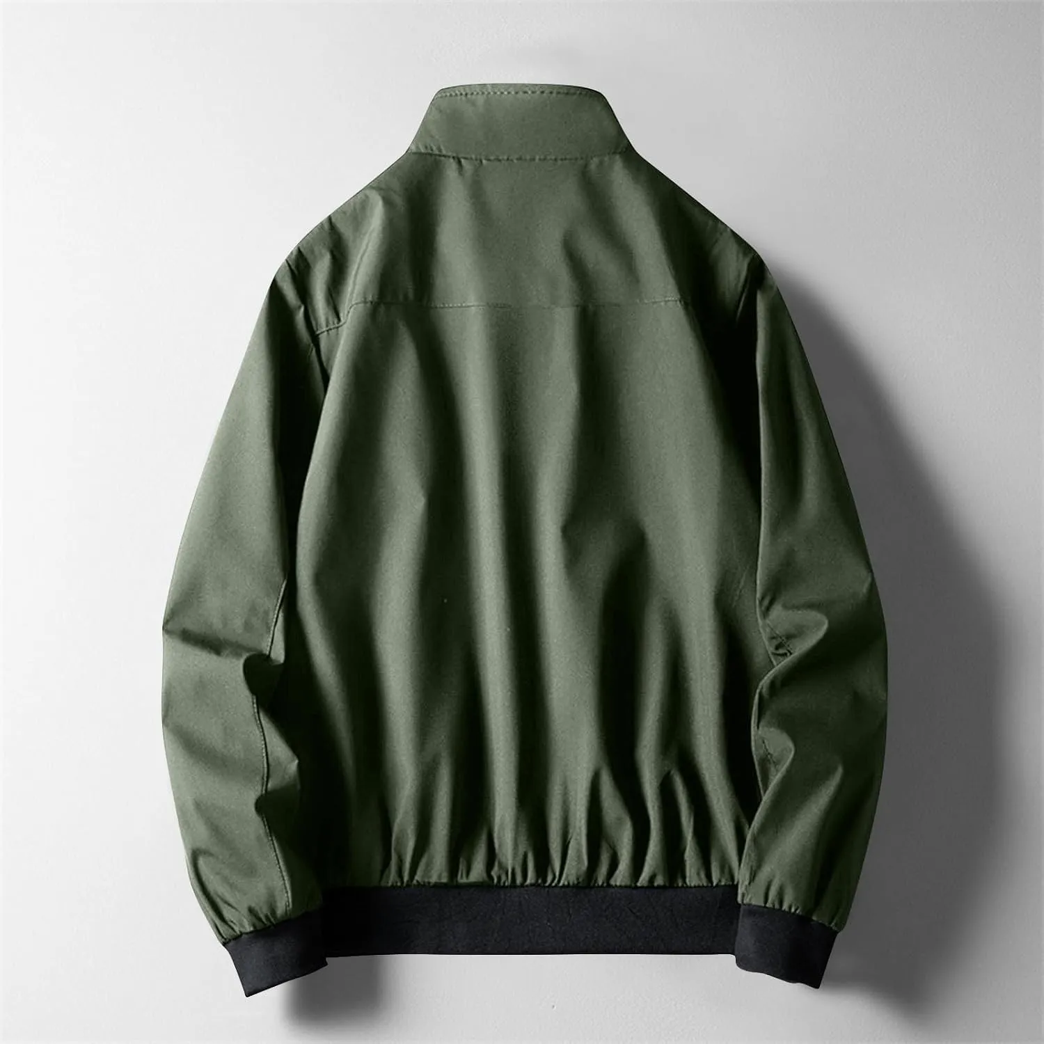 Mens Lightweight Bomber Jackets Solid Full-Zip Athletic Jackets 2024 Fall Winter Casual Fit Warm Coats with Pockets