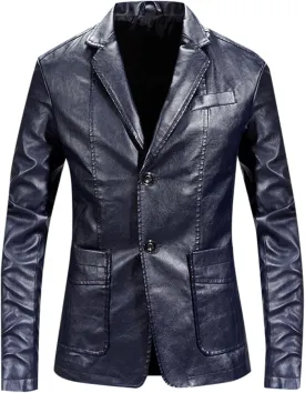 Men's Tuxedo Jacket Slim Fit 2024 Winter Wedding Blazer Leather Two Button Dress Suit Jackets Coat for Dinner,Prom,Party