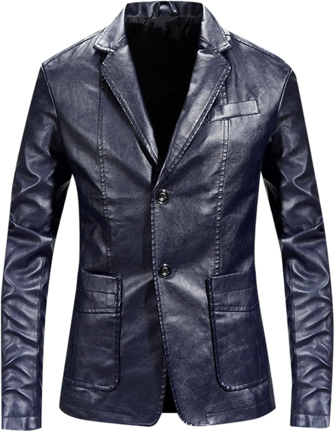 Men's Tuxedo Jacket Slim Fit 2024 Winter Wedding Blazer Leather Two Button Dress Suit Jackets Coat for Dinner,Prom,Party