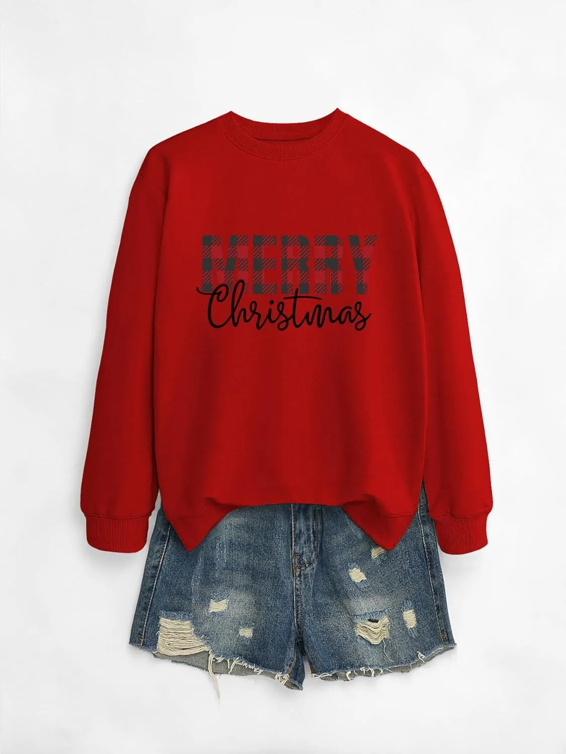 Merry Christmas Sweatshirt Women Xmas Graphic Pullover Holiday Vacation Sweatshirt Crewneck Long Sleeve Shirts
