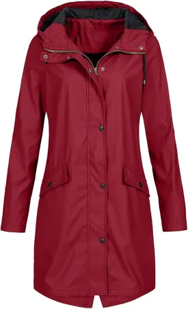 Open Front Belted Long Jacket Hooded Solid Women Coat Rain Raincoat Women'S Coat Trench Coats for Women Peacoat