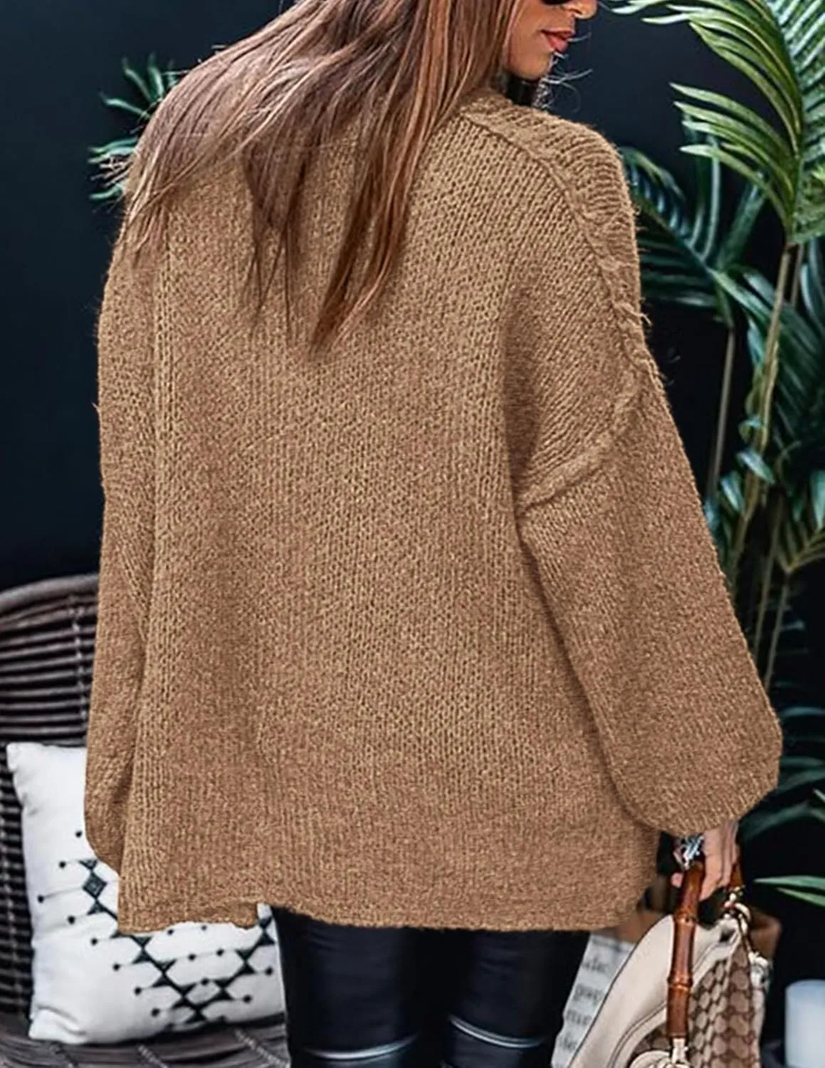 PRETTYGARDEN Women's Winter Turtleneck Oversized Sweaters Long Sleeve Chunky Knit Slouchy Pullover Sweater Tops