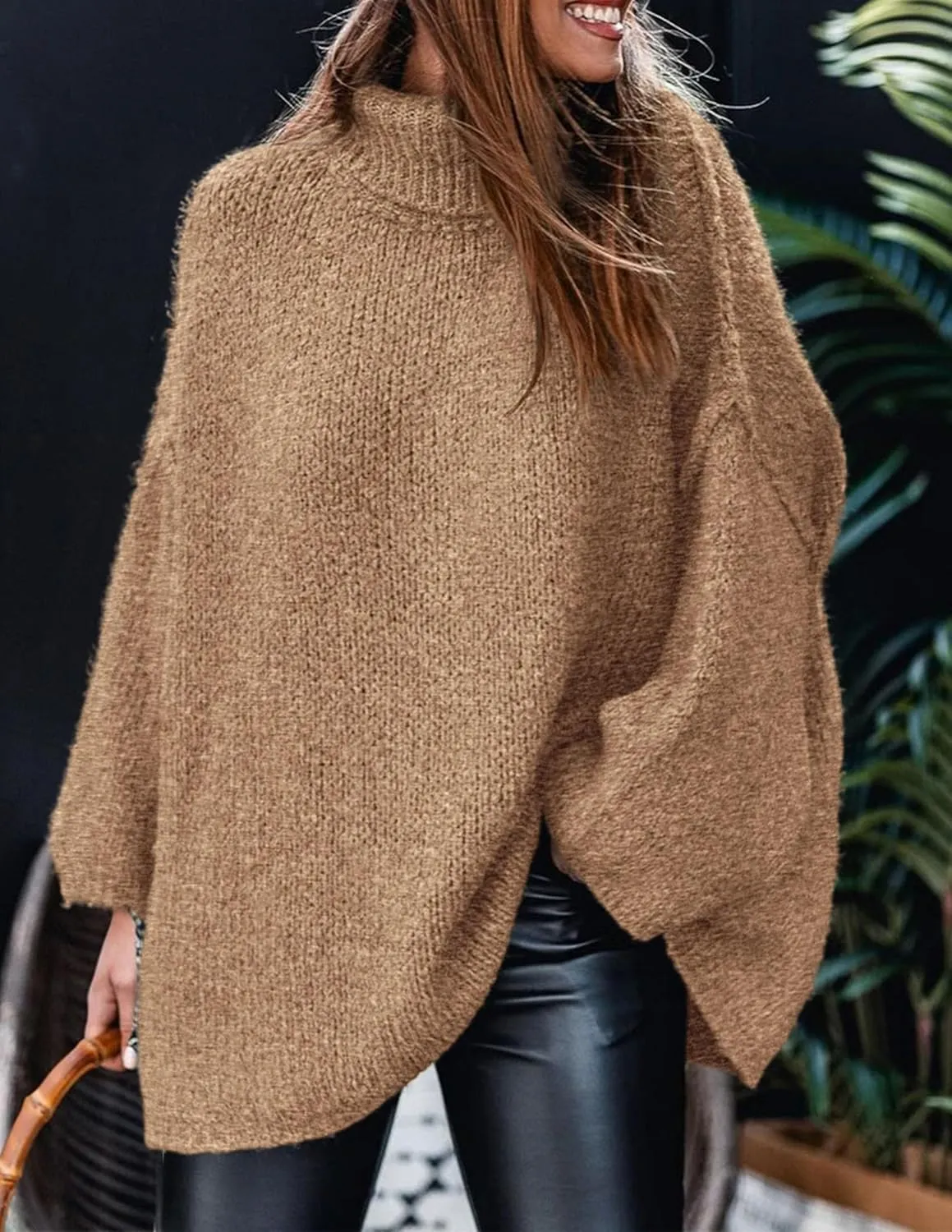 PRETTYGARDEN Women's Winter Turtleneck Oversized Sweaters Long Sleeve Chunky Knit Slouchy Pullover Sweater Tops