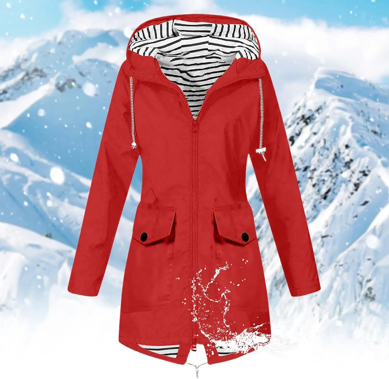 Rain Jackets for Women Waterproof with Hood Lightweight Packable Windbreaker Outdoor Trench Coat Travel Jacket