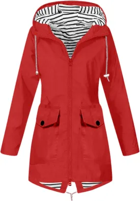 Rain Jackets for Women Waterproof with Hood Lightweight Packable Windbreaker Outdoor Trench Coat Travel Jacket