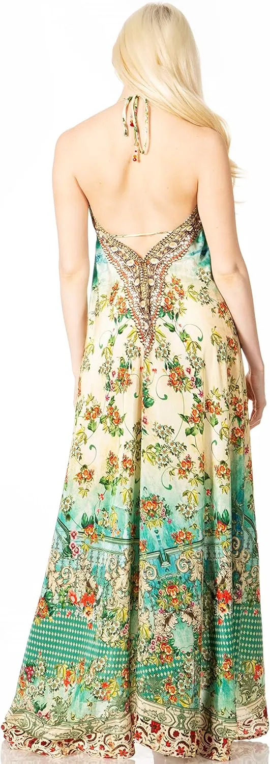 Sakkas Lizi 2 Women's Maxi High-Low Halter Handkerchief Dress Beach Party Vacation
