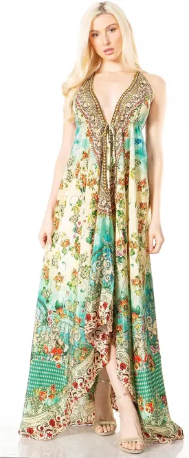 Sakkas Lizi 2 Women's Maxi High-Low Halter Handkerchief Dress Beach Party Vacation