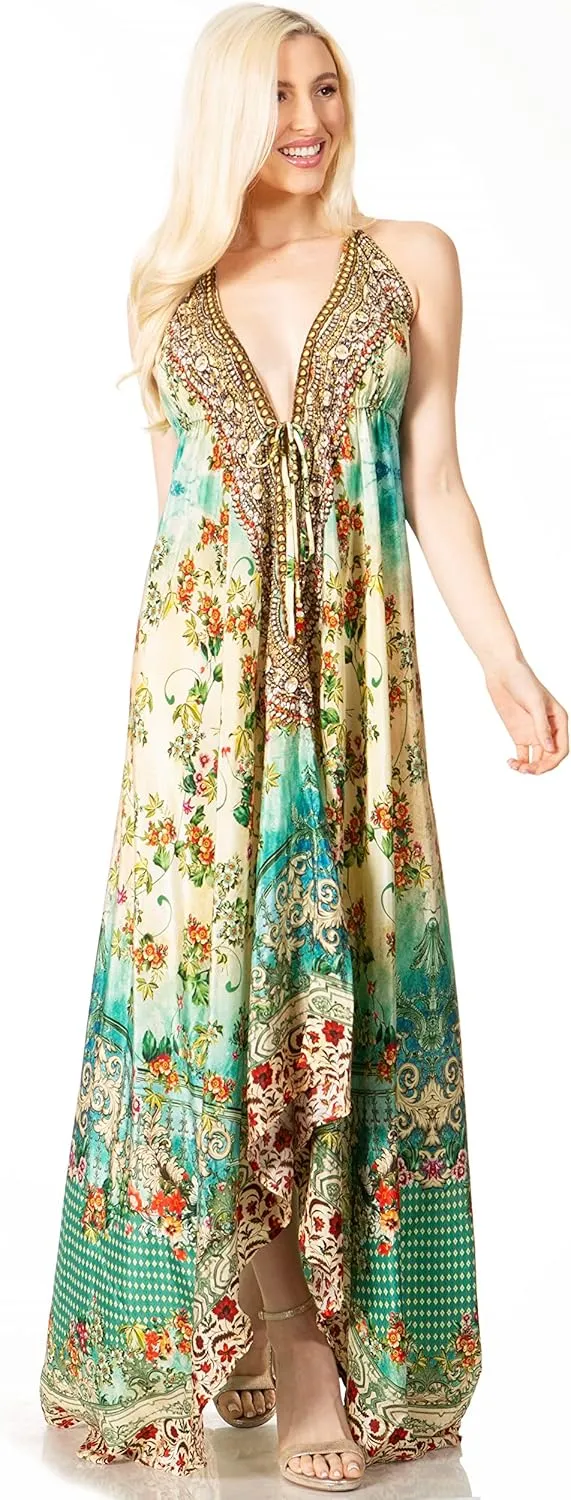 Sakkas Lizi 2 Women's Maxi High-Low Halter Handkerchief Dress Beach Party Vacation