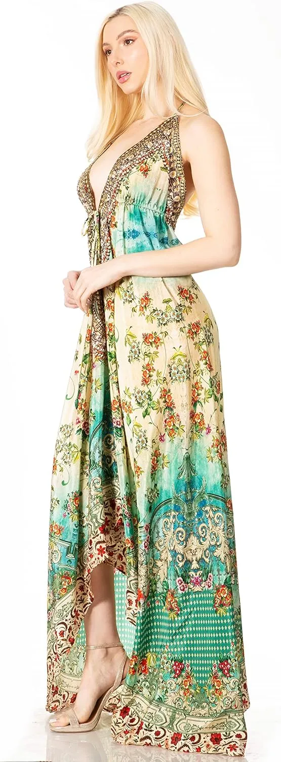 Sakkas Lizi 2 Women's Maxi High-Low Halter Handkerchief Dress Beach Party Vacation