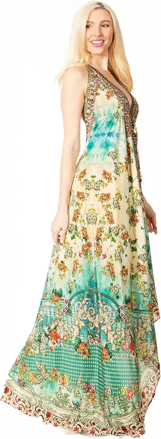 Sakkas Lizi 2 Women's Maxi High-Low Halter Handkerchief Dress Beach Party Vacation