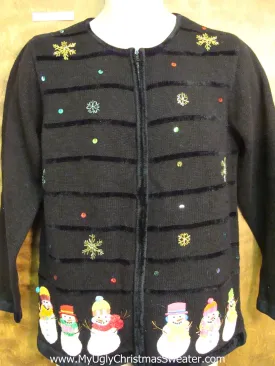 Snowmen Coming and Going Ugly Festive Xmas Sweater