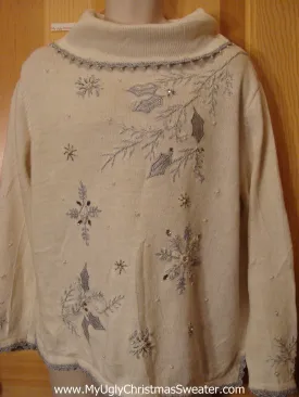 Tacky Cheap Ivory Christmas Sweater Jumper with Ivy