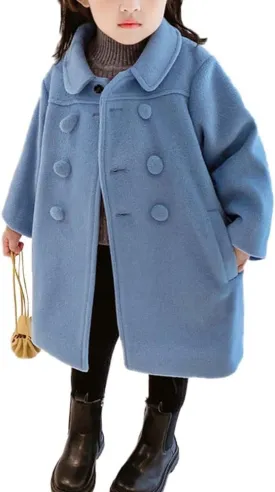 Toddler Baby Girl Winter Coat Dress Coat Warm Jacket Long Sleeve Button Trench Coat Kids Peacoat Outwear Clothes