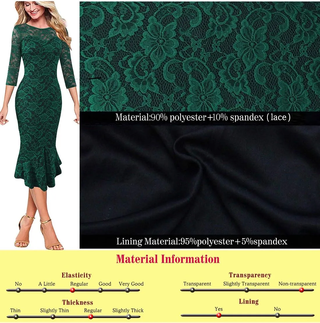 VFSHOW Womens Elegant Vintage Cocktail Party Mermaid Bodycon Midi Mid-Calf Dress