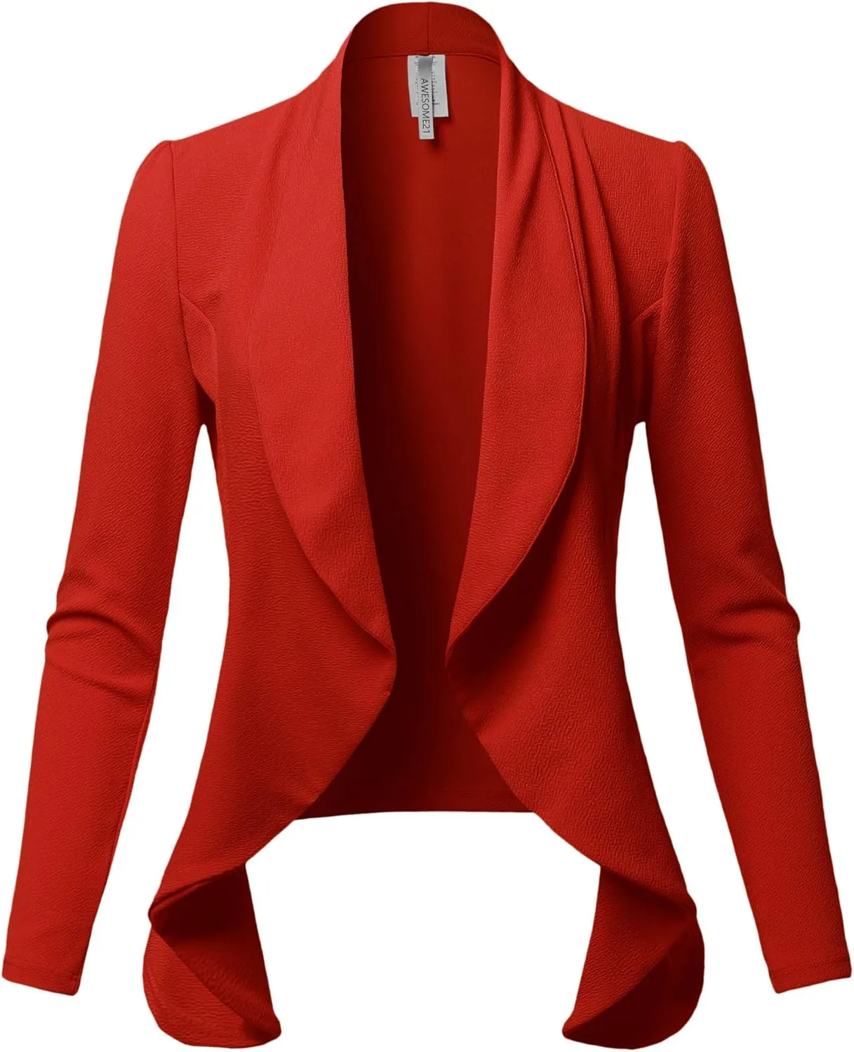 Women's Solid Formal Office Style Open Front Long Sleeves Blazer - Made in USA
