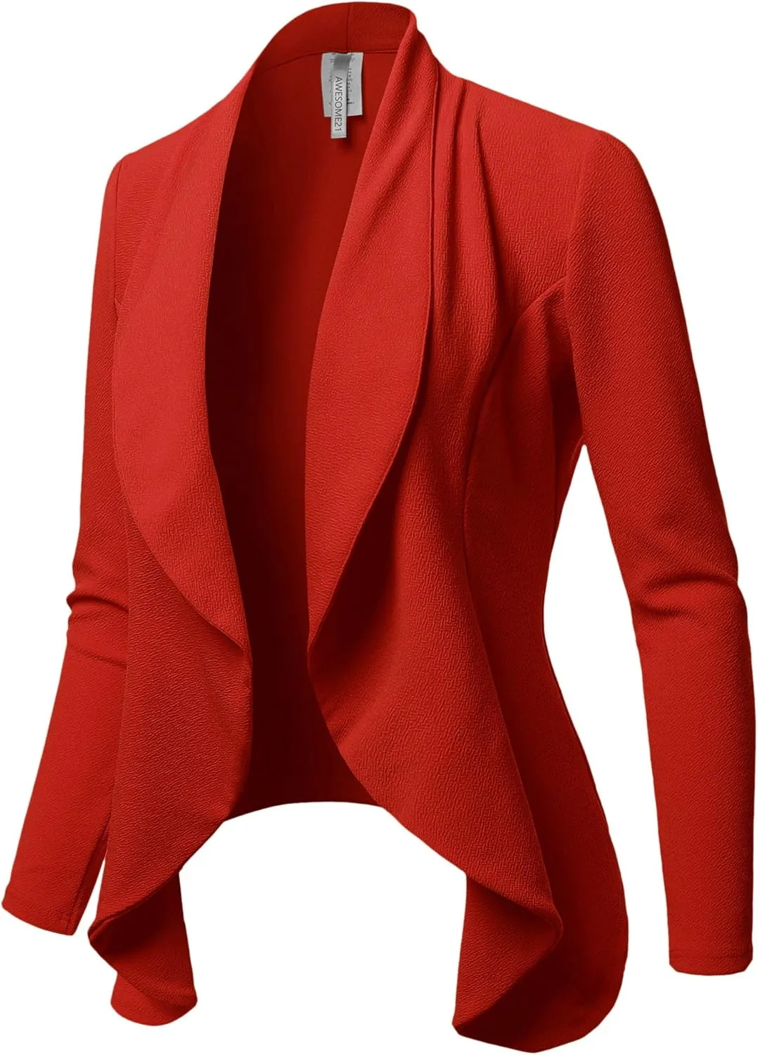 Women's Solid Formal Office Style Open Front Long Sleeves Blazer - Made in USA